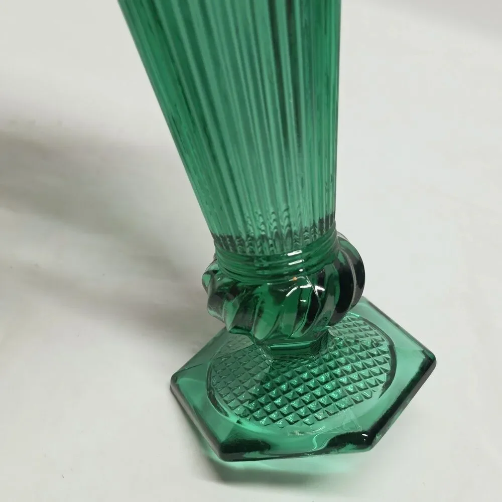 Vintage Emerald Green Pressed Glass Wine Goblet Or Small Vase Portugal